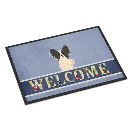Carolines Treasures Carolines Treasures BB5657MAT 18 x 27 in. Papillon Black White Welcome Indoor or Outdoor Mat BB5657MAT